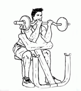 Exercise on the cattle bench for short biceps